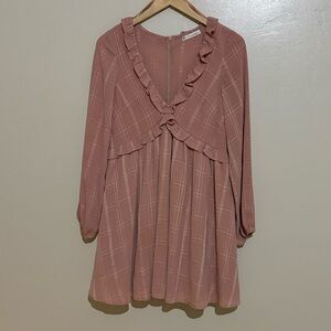 Mauve Long Sleeve Babydoll Dress